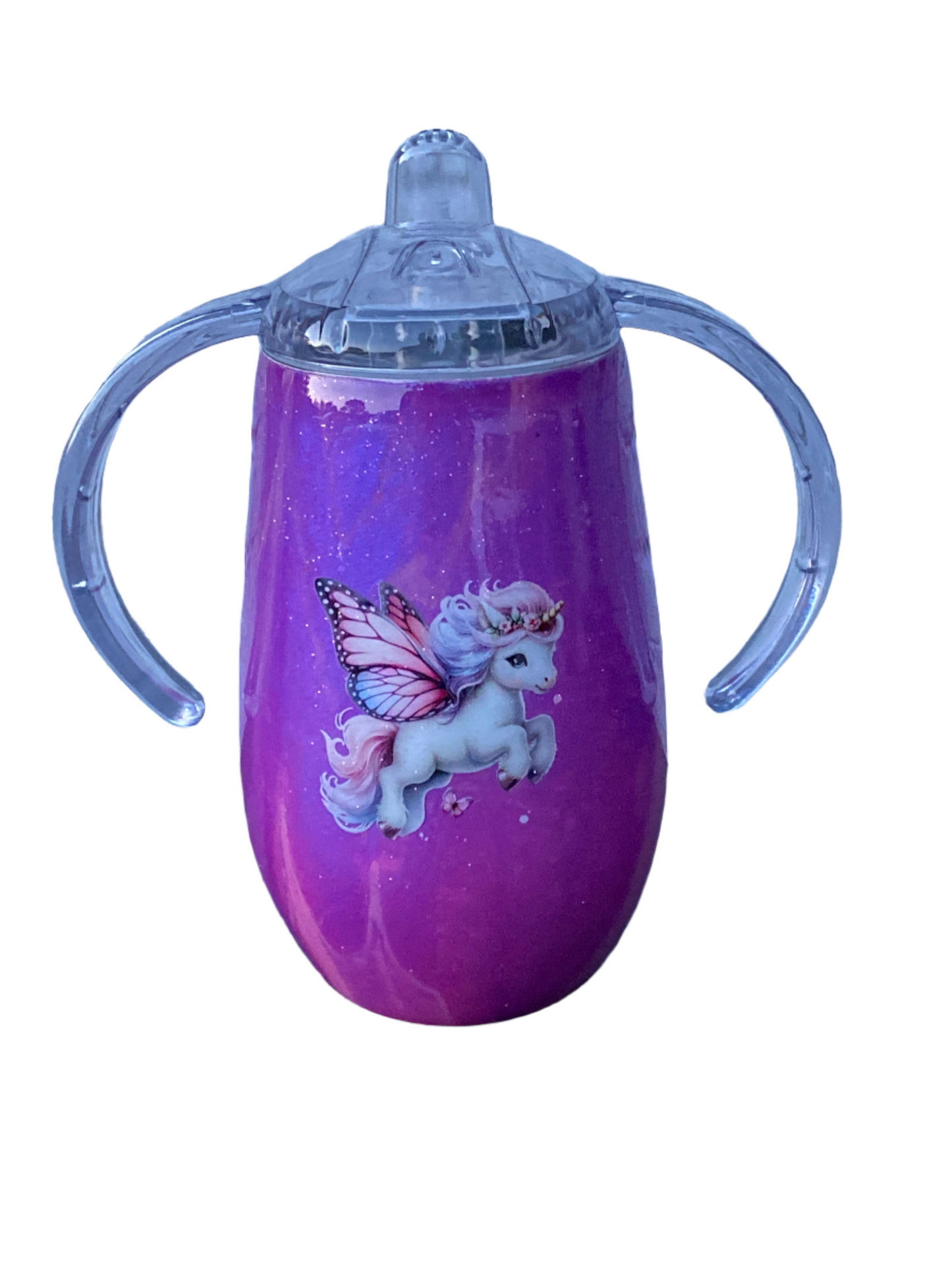 Custom Hand-Painted Unicorn Tumbler with Sippy Lid - 14 Oz