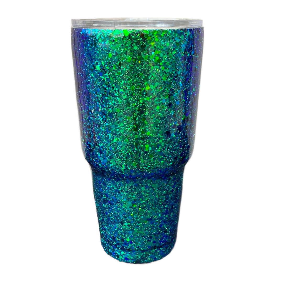 Custom Painted Mermaid Glitter Stainless Classic Curve Tumbler - 30 Oz