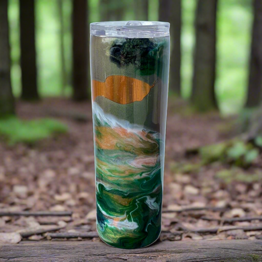 Custom Painted Hidden Snake Stainless Skinny Tumbler w/Sliding Lid and Straw- 30 Oz