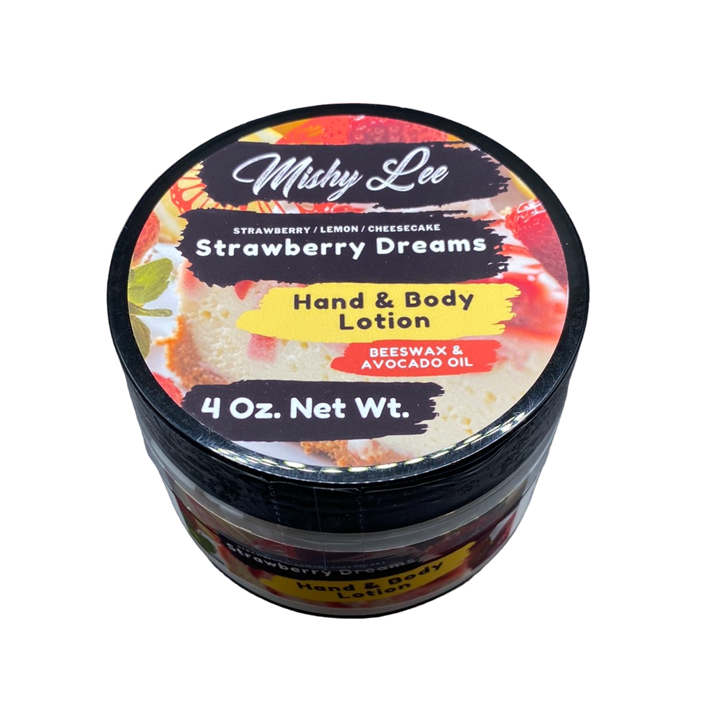 Strawberry Dreams 4 Oz - Mishy Lee Beeswax and Avocado Hand & Body Lotion