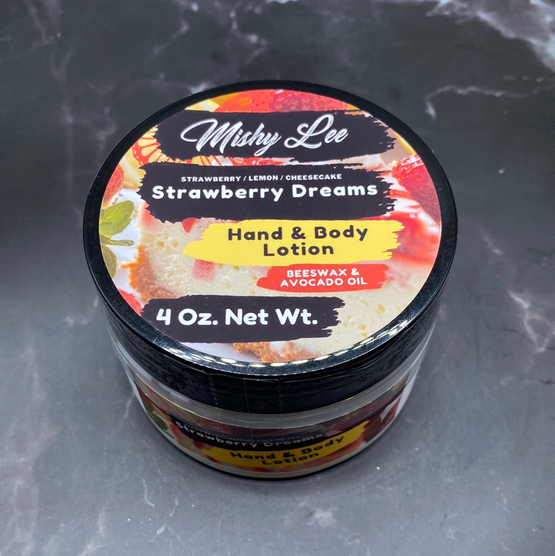 Strawberry Dreams 4 Oz - Mishy Lee Beeswax and Avocado Hand & Body Lotion