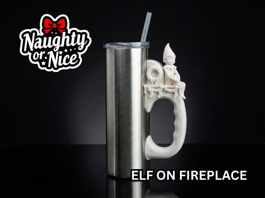 Christmas Elf on Fireplace Tumbler Handle 3D Printing STL – Digital Download