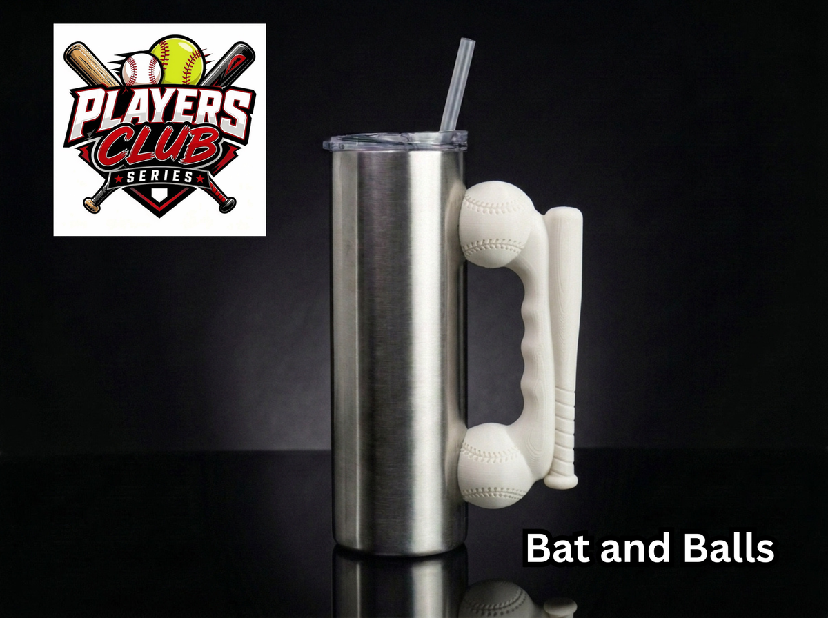 Bat and Balls Tumbler Handle 3D Printing STL – Digital Download