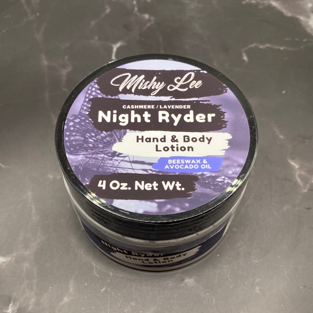 Night Ryder 4 Oz - Mishy Lee Beeswax and Avocado Hand & Body Lotion