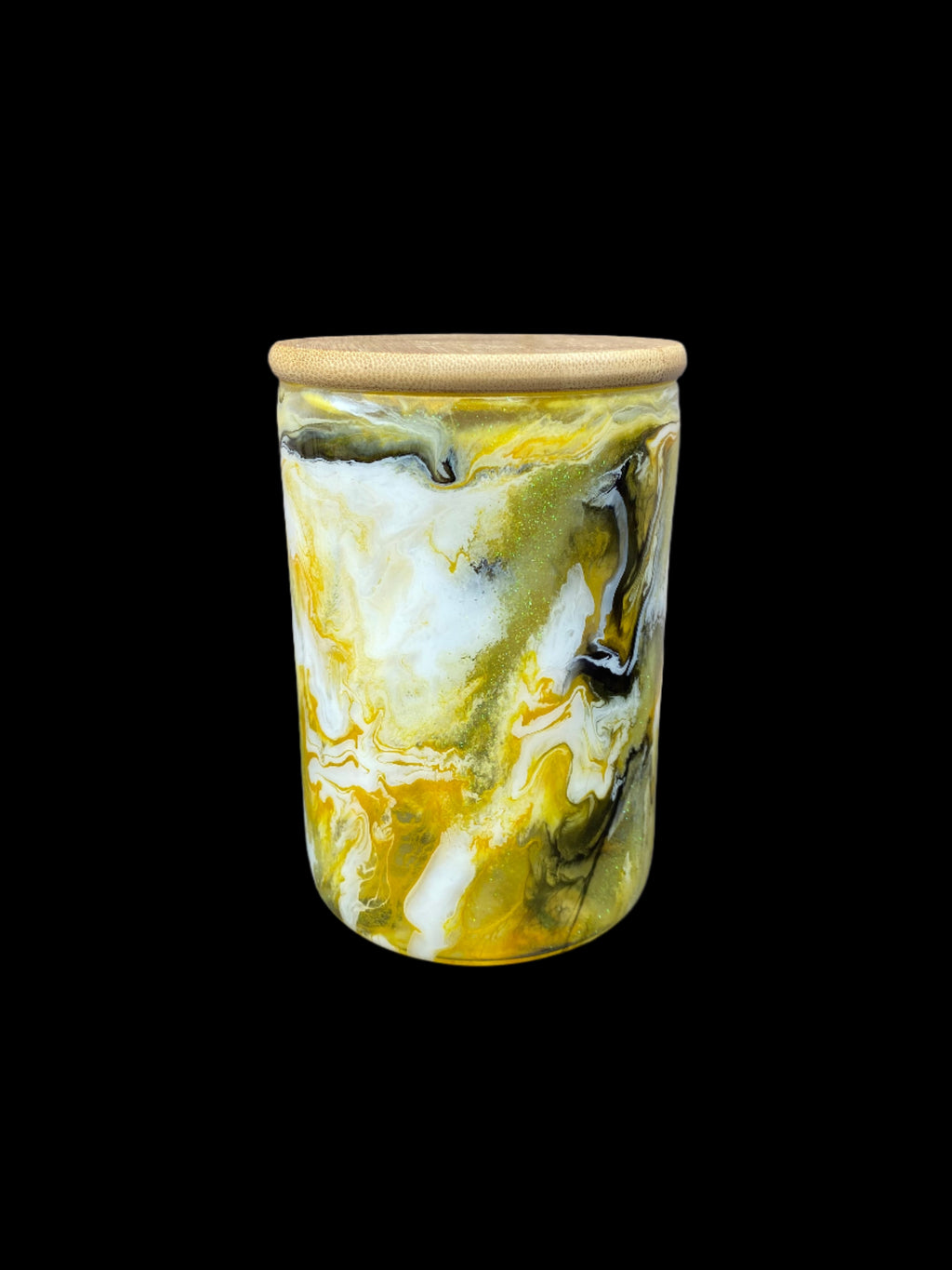 Hand-Painted Storage Jar - (Yellow/Black) 18 Oz