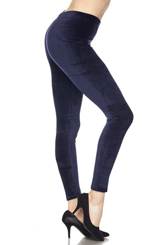 Super soft velvet bottoms feature a high elastic waistband