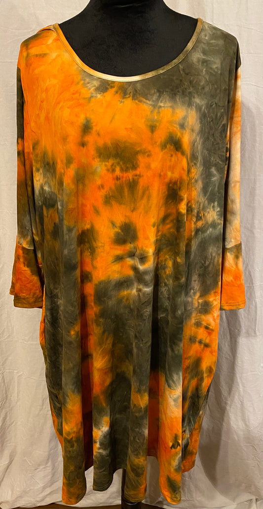 ORANGE TIE DYE LONG SLEEVE TOP