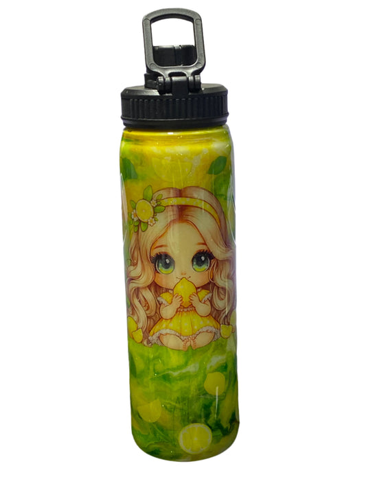 Hand Painted Lemon Girl Hydro Duo Water Bottle - 25 Oz