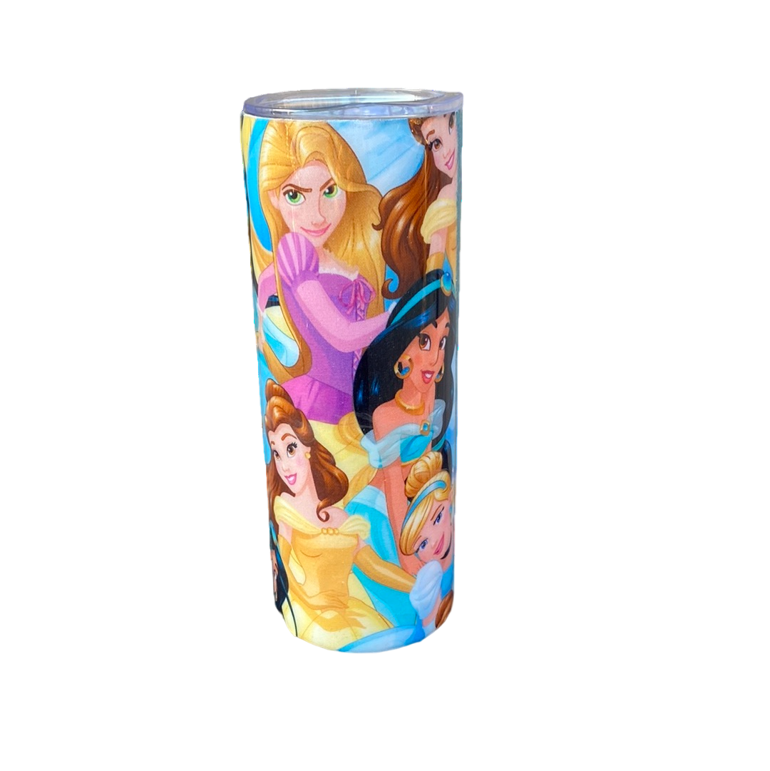 Custom Painted Stainless Skinny Tumbler w/Sliding Lid and Straw- 20 Oz