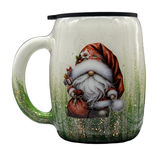 Custom Painted Christmas Gnome Stainless Steel Coffee Mug - 14 Oz