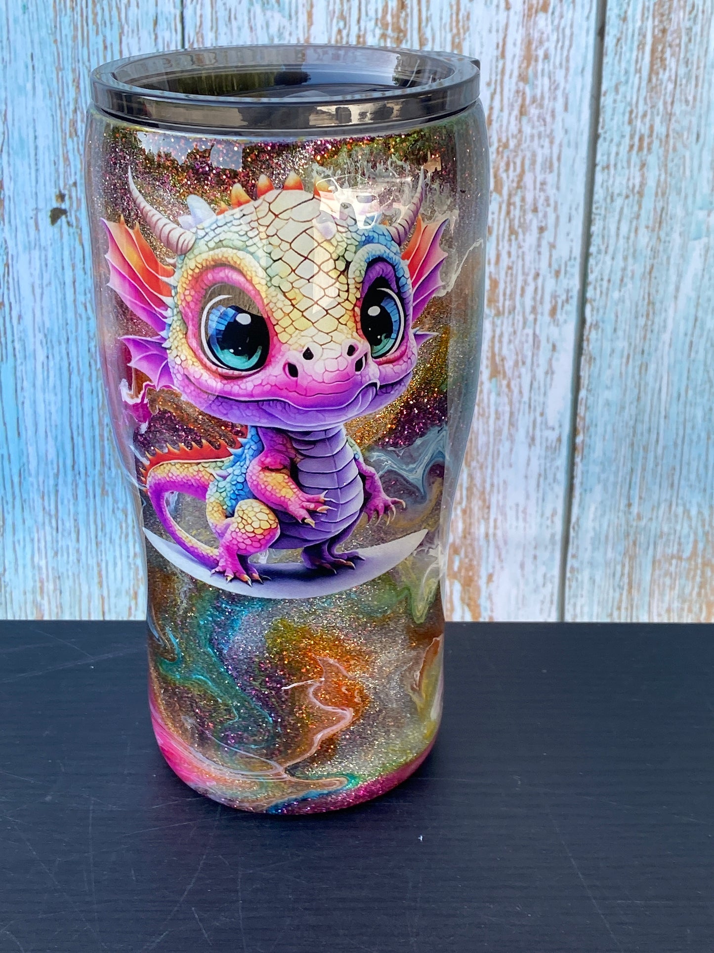 Custom Painted Purple Glitter Dragon Stainless Classic Gradual Tumbler - 20 Oz