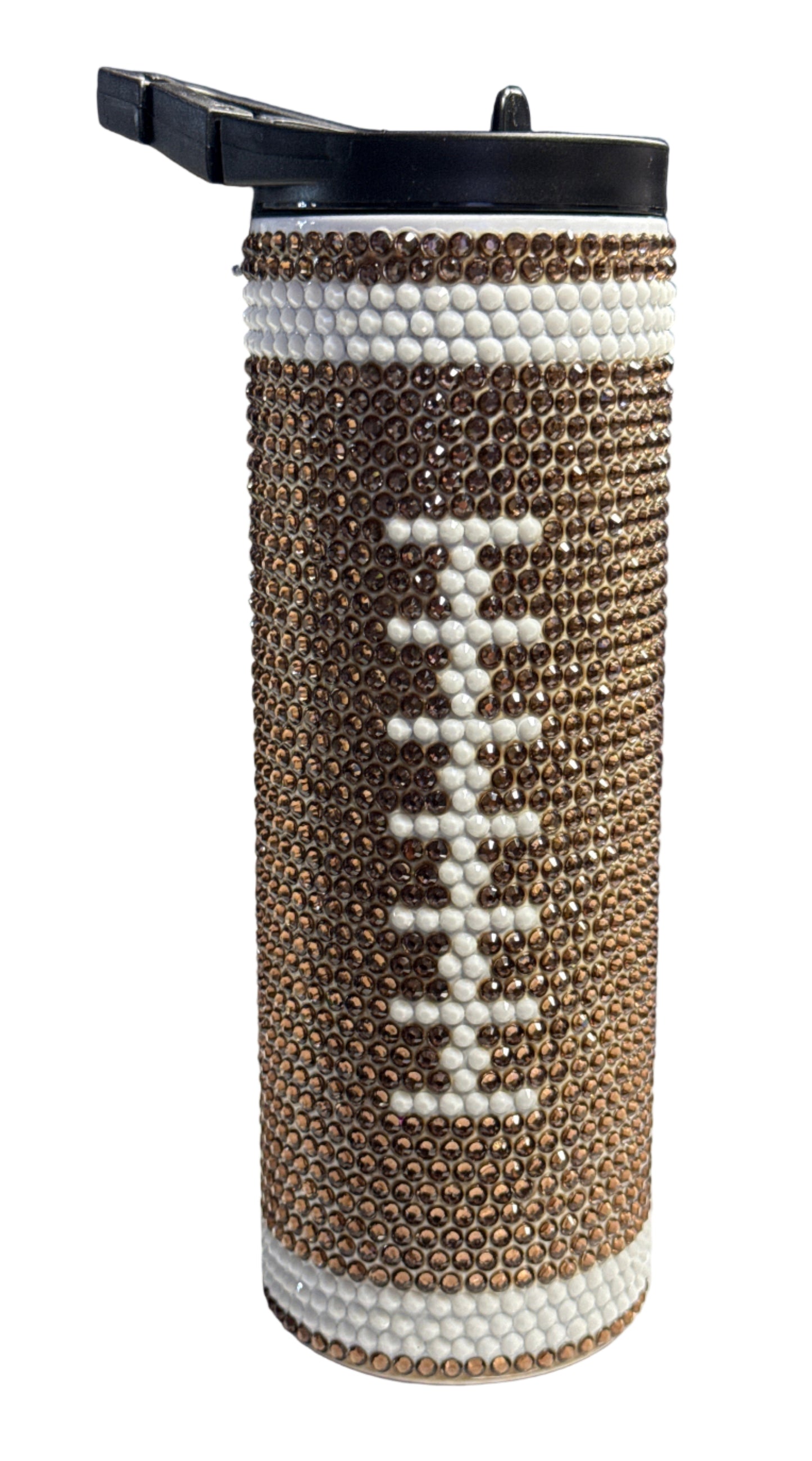 Custom Rhinestone Football Stainless Skinny Tumbler w/Duo Lid Set and Straw- 20 Oz