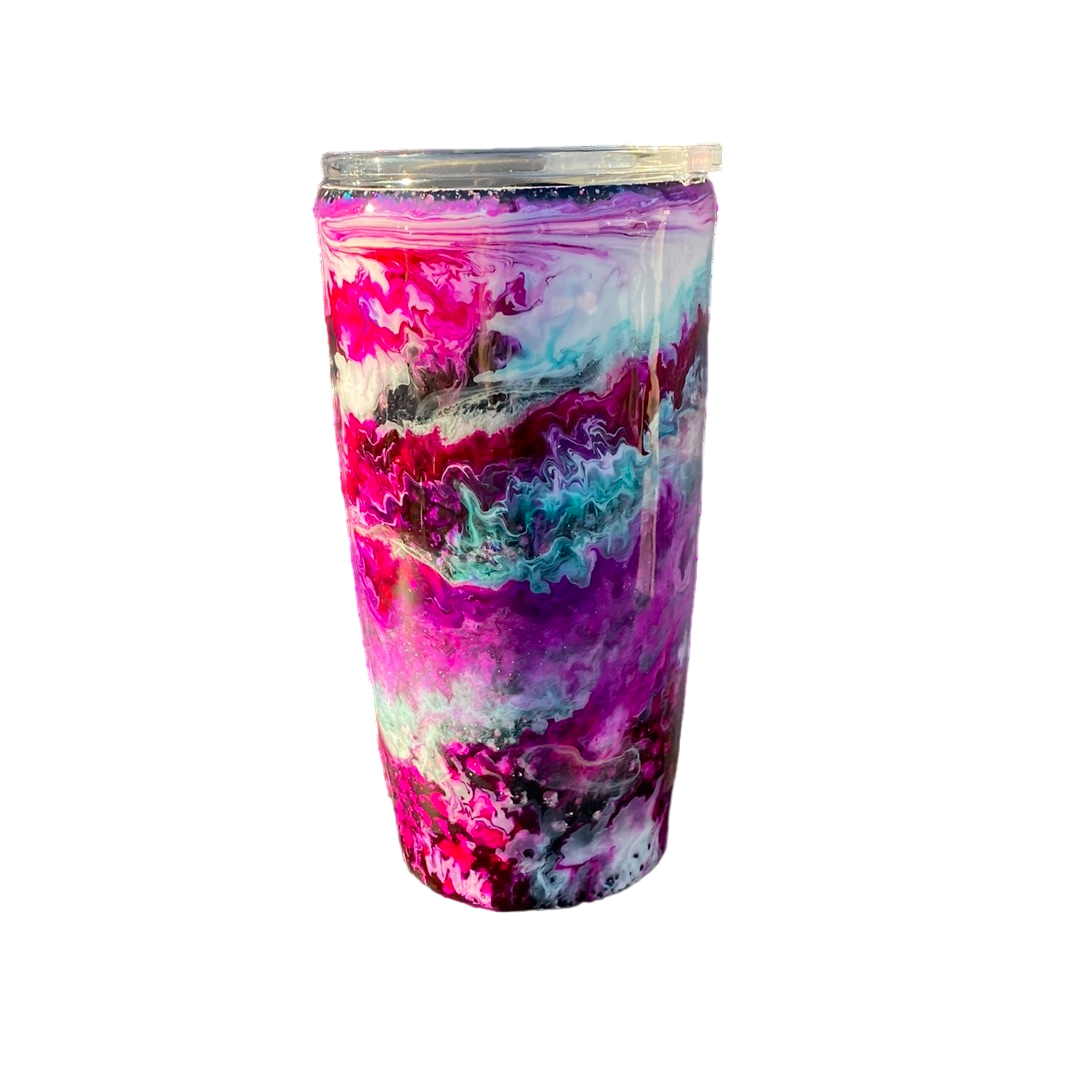Custom Painted Pink Powerwash Swirl Stainless Classic Gradual Tumbler - 20 Oz