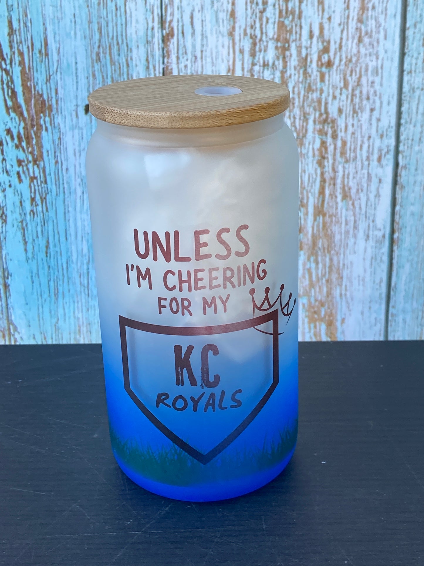 KC Blue Glass Tumbler - 16 Oz