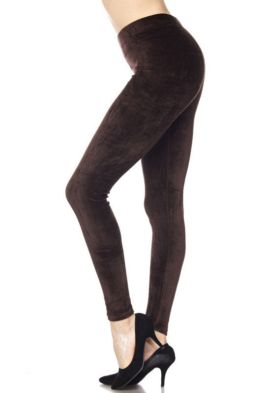 Super soft velvet bottoms feature a high elastic waistband