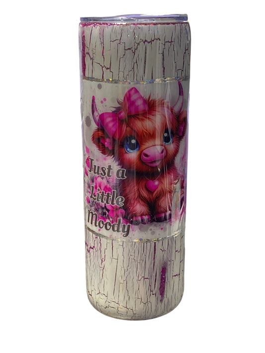 Custom Painted Little Moody Stainless Skinny Tumbler w/Sliding Lid and Straw- 20 Oz