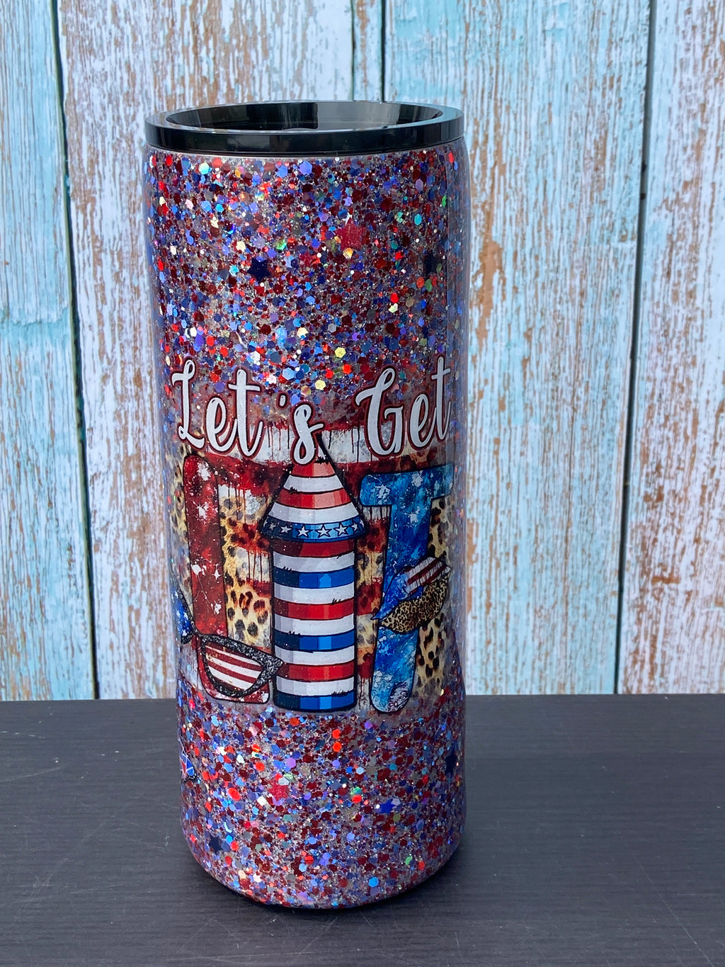Custom Painted Lets Get Lit Stainless Fatty Tumbler w/Sliding Lid and Straw- 30 Oz