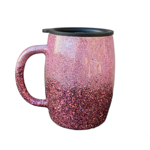 Custom Hand-Painted Pink Ombre Stainless Steel Coffee Mug - 14 Oz