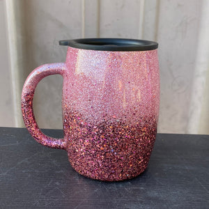 Custom Hand-Painted Pink Ombre Stainless Steel Coffee Mug - 14 Oz