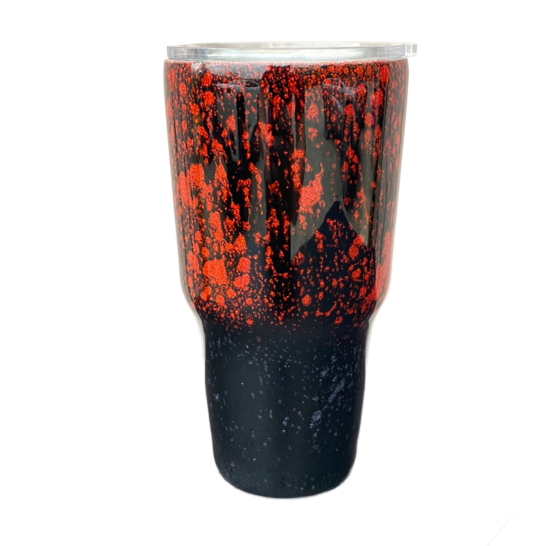 Custom Painted Black Red Wash Stainless Classic Curve Tumbler - 30 Oz