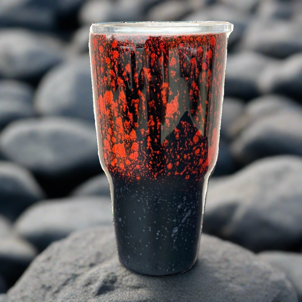 Custom Painted Black Red Wash Stainless Classic Curve Tumbler - 30 Oz