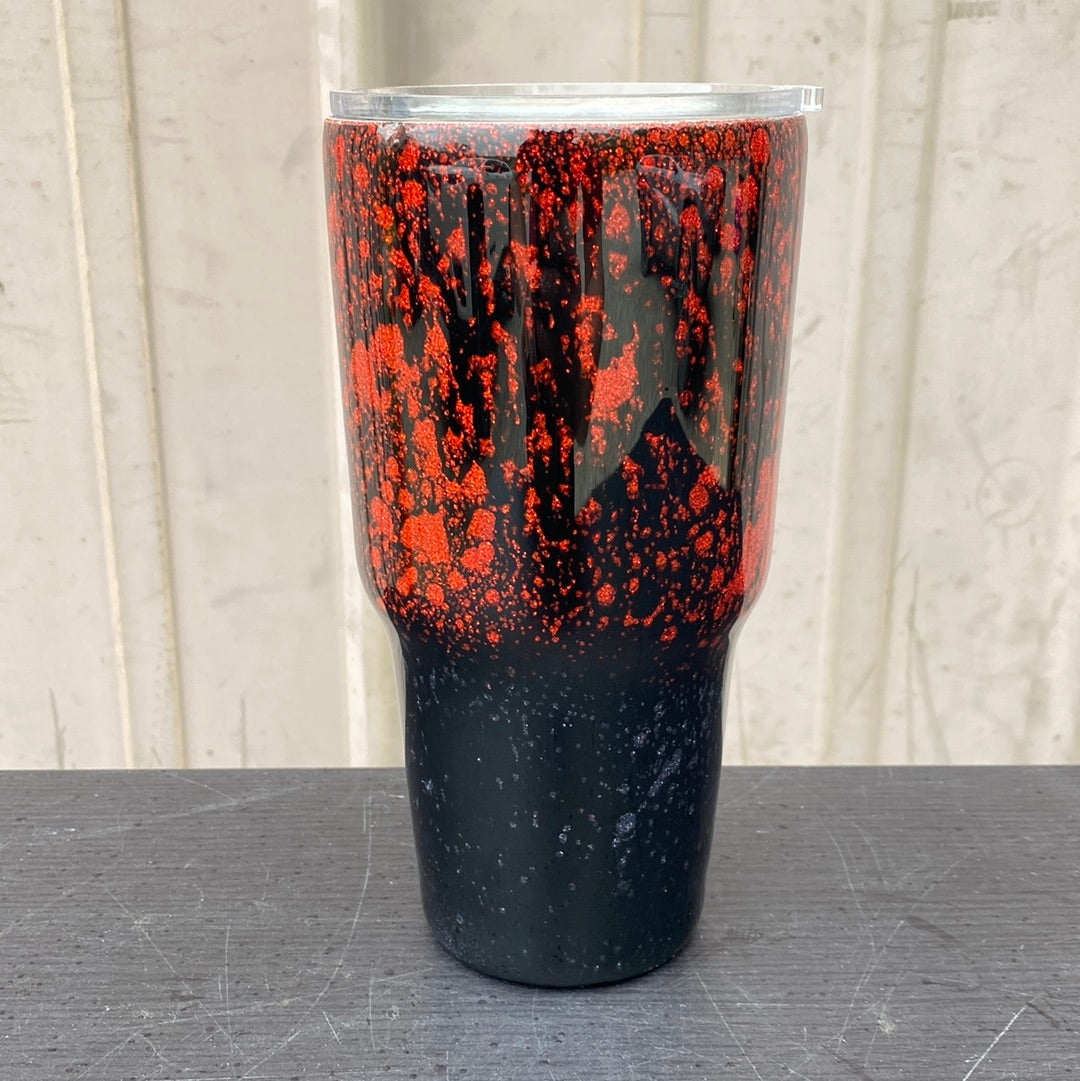 Custom Painted Black Red Wash Stainless Classic Curve Tumbler - 30 Oz