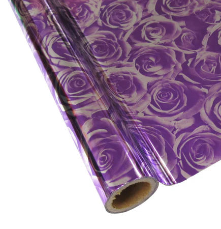 Metallic Textile Foil - Purple Roses