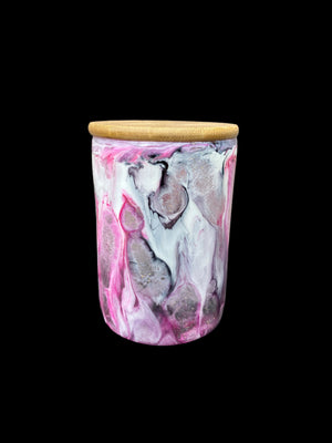 Hand-Painted Storage Jar - (Pink/White/Black) 18 Oz