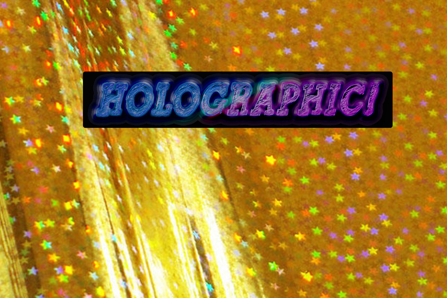 Metallic Holographic Textile Foil - Gold Stars