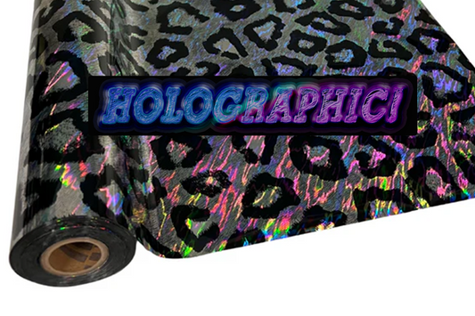 Metallic Holographic Textile Foil - Lennon Leopard Hologram