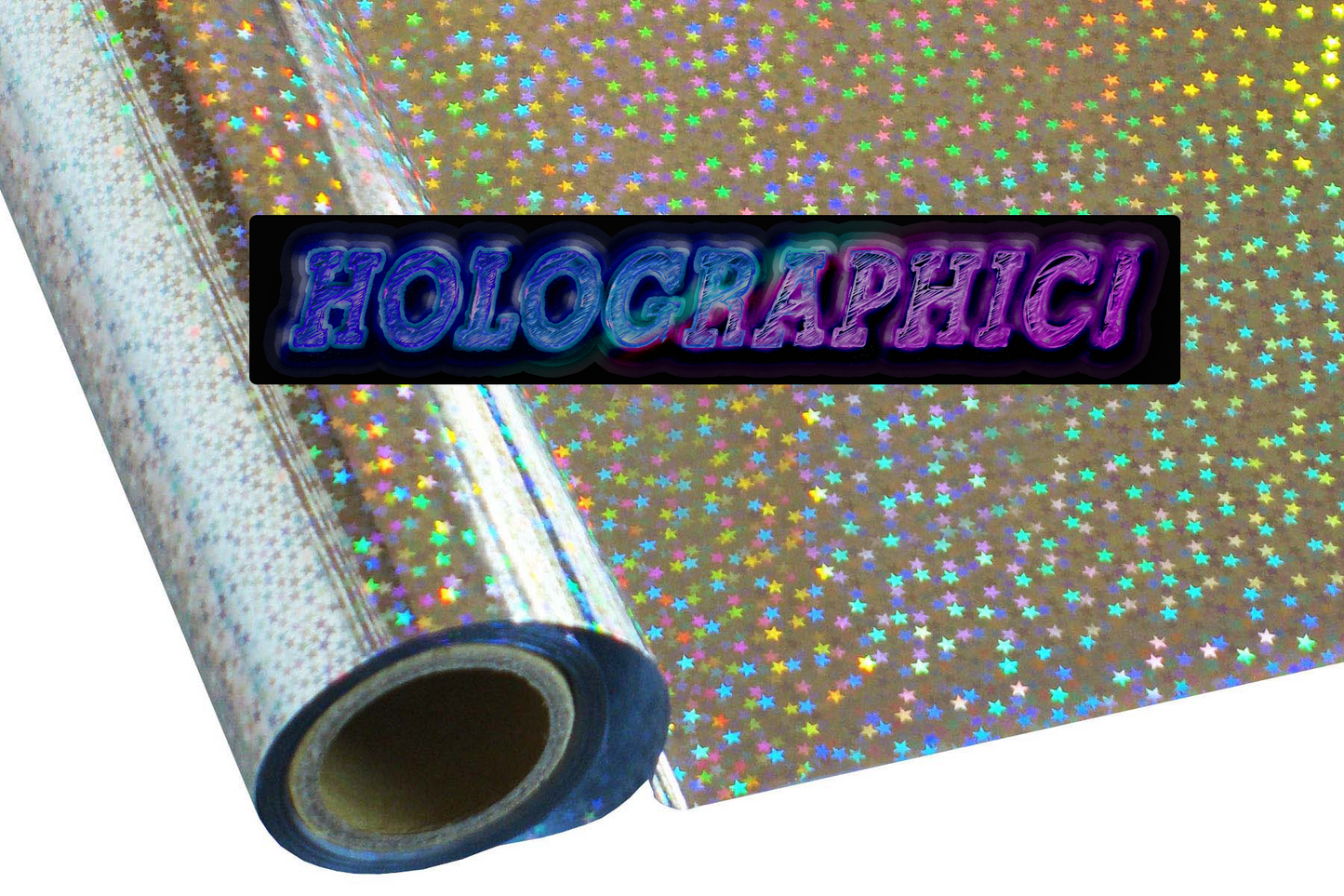 Metallic Holographic Textile Foil - Stars Silver