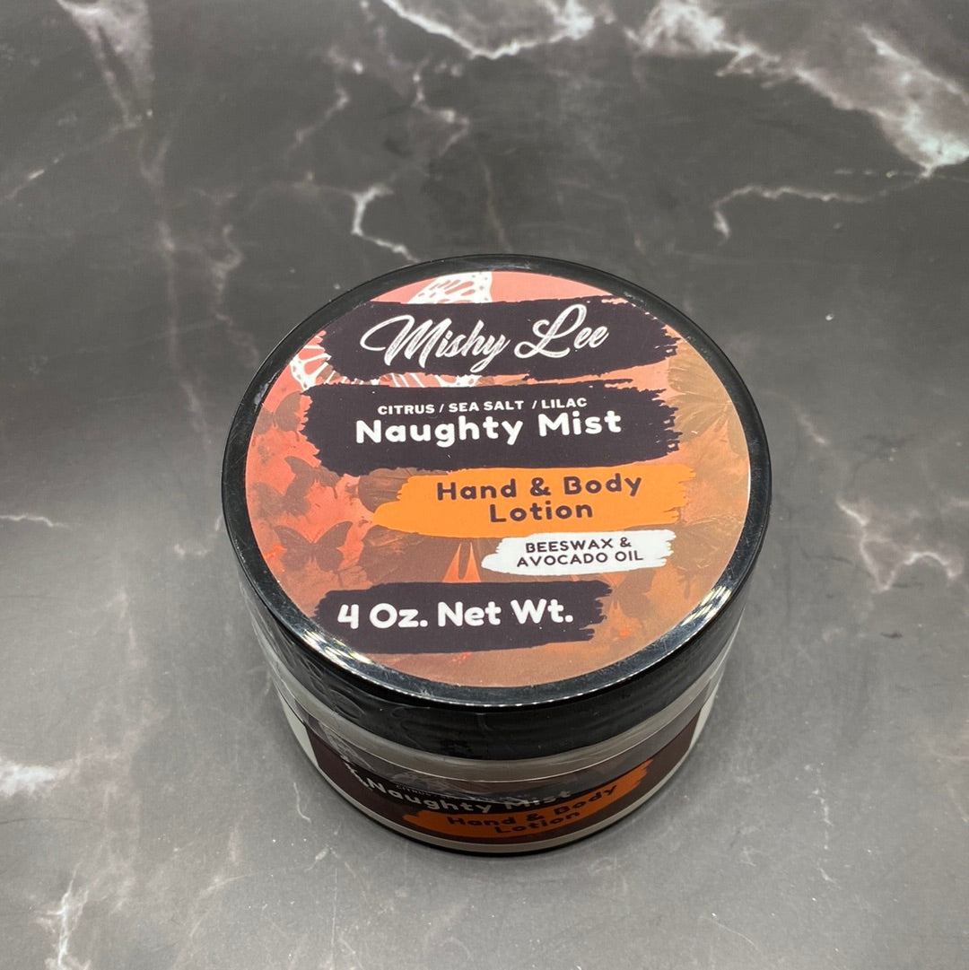 Naughty Mist 4 Oz - Mishy Lee Beeswax and Avocado Hand & Body Lotion