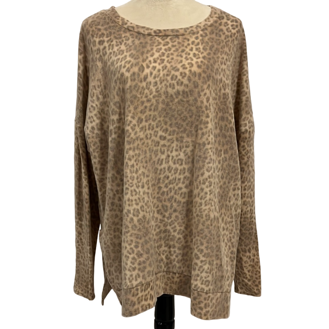 LEOPARD LONG SLEEVE ROUND NECK TOP