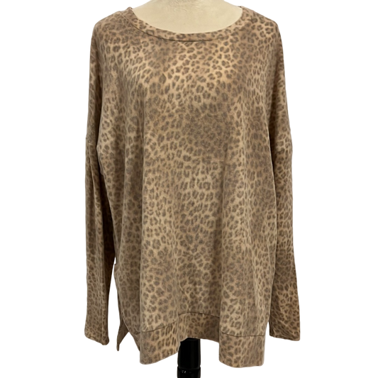 LEOPARD LONG SLEEVE ROUND NECK TOP