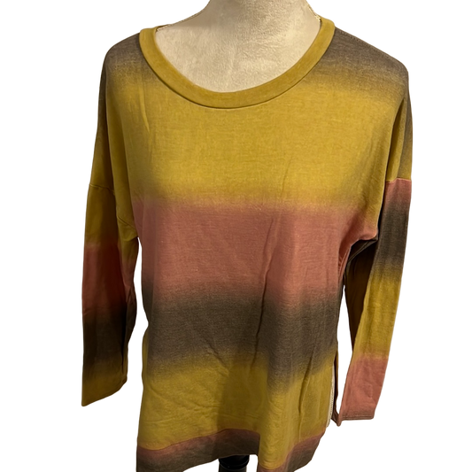 MULTI COLOR LONG SLEEVE TIE DYE ROUND NECK TOP