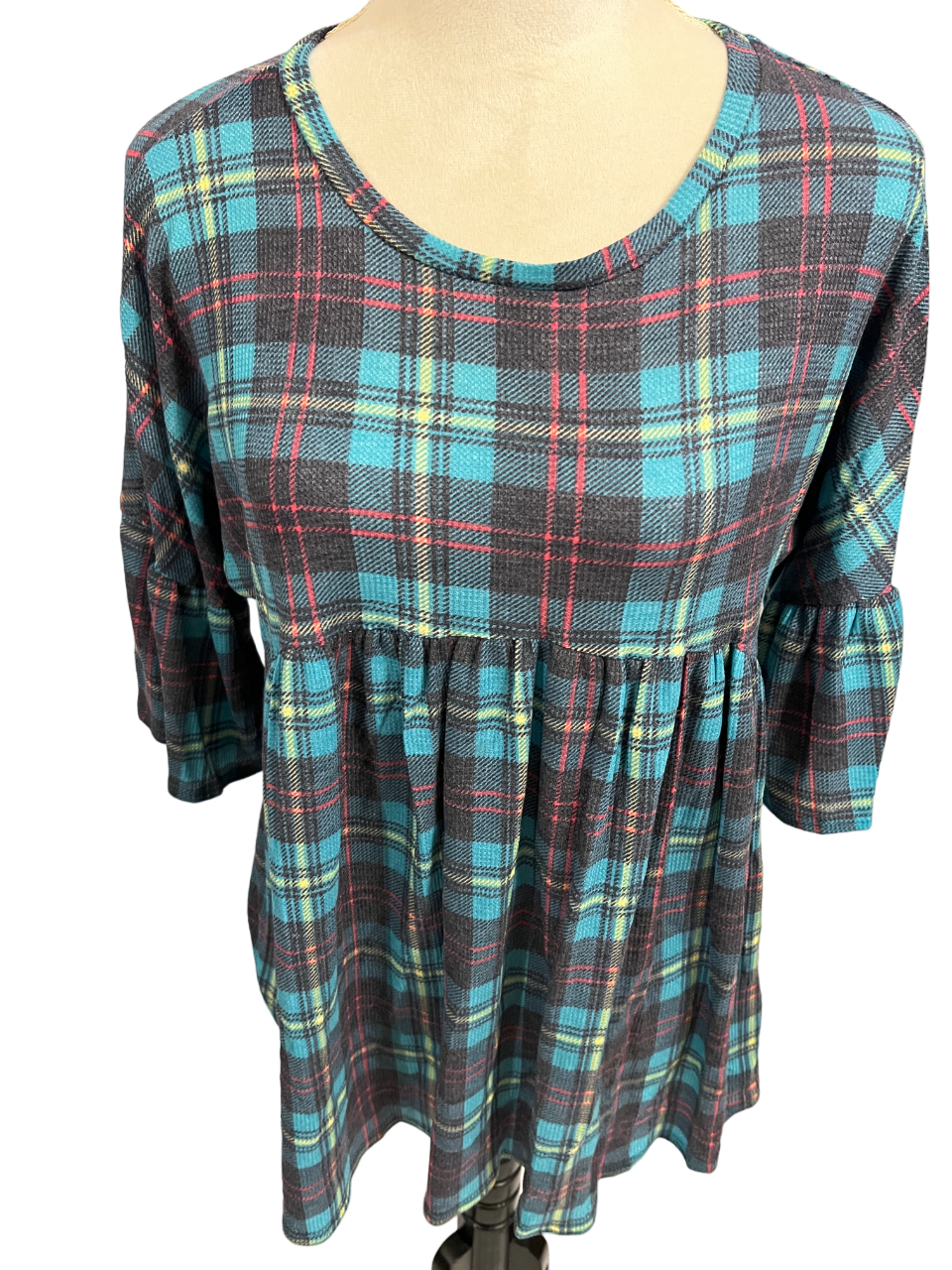 LONG SLEEVE ROUND NECK CHEVRON MULTI PRINT TOP