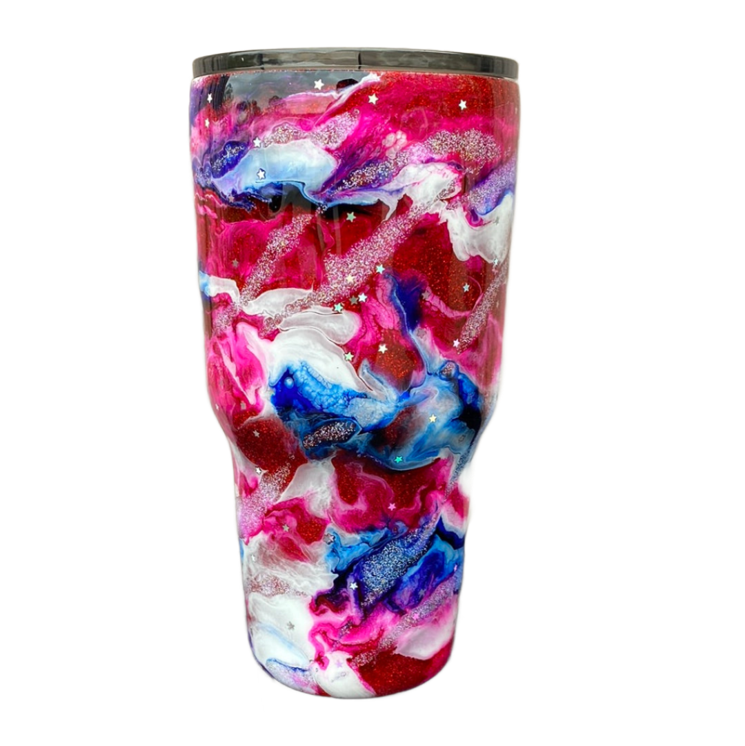 Custom Painted Glitter Swirl Stainless Classic Curve Tumbler - 30 Oz