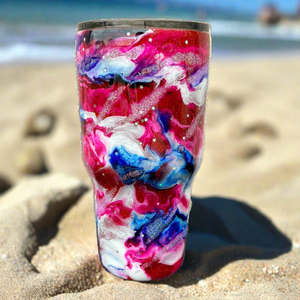 Custom Painted Glitter Swirl Stainless Classic Curve Tumbler - 30 Oz