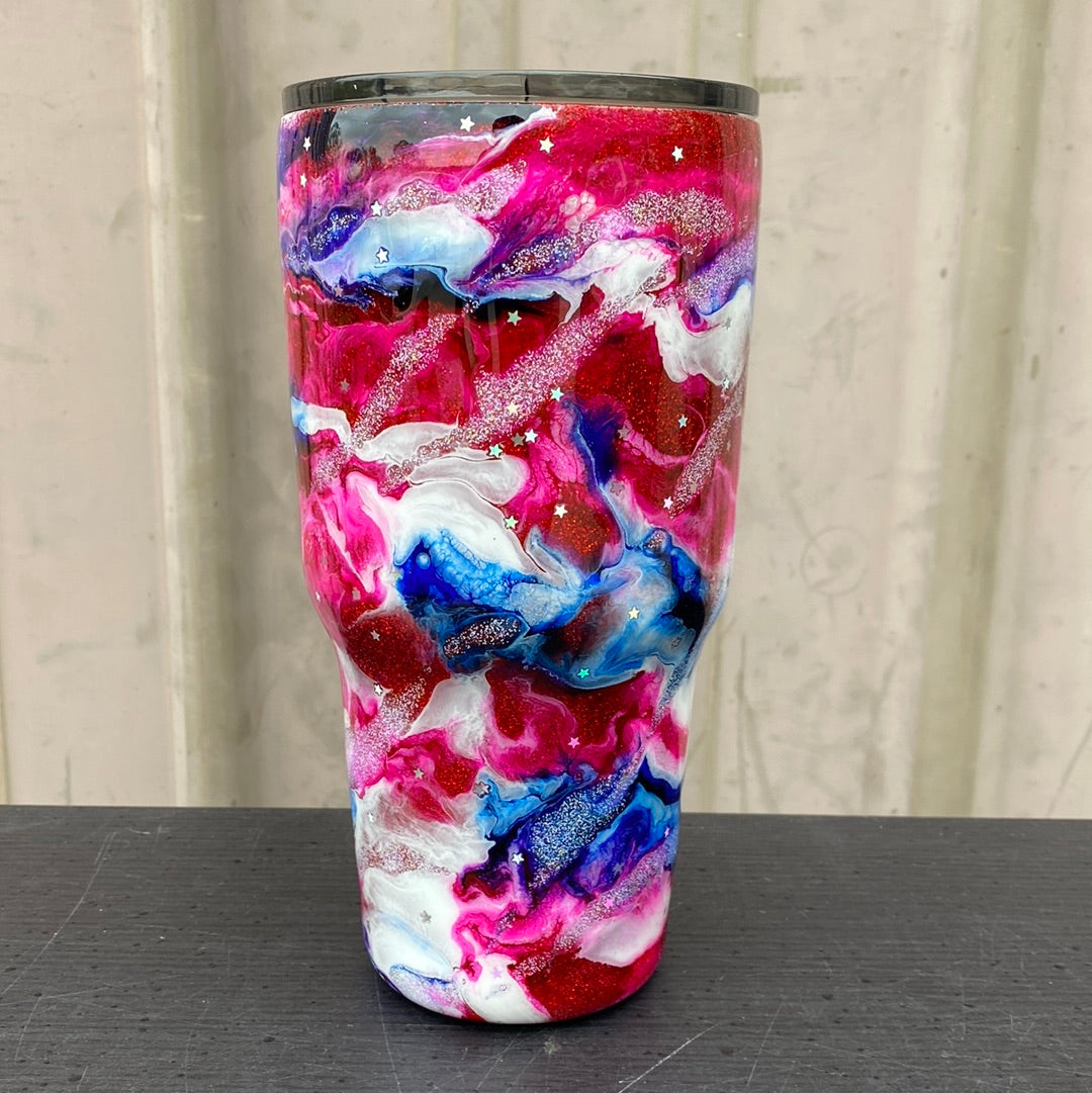 Custom Painted Glitter Swirl Stainless Classic Curve Tumbler - 30 Oz