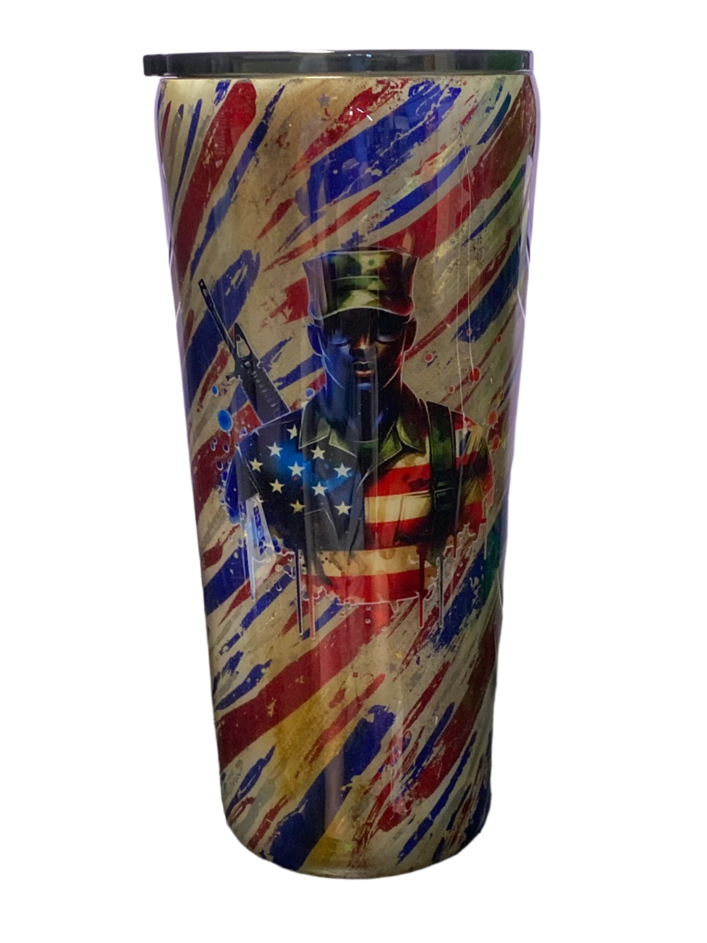 Custom Painted Patriotic Stainless Slim Tumbler - 22 Oz