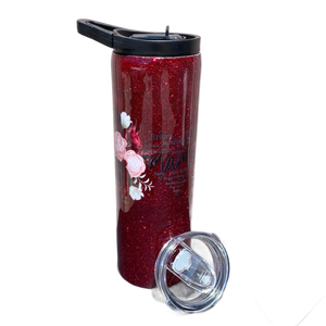 Custom Painted Sweet Mama Roses Stainless Skinny Tumbler W/Dual Lid Set and Straw- 30 Oz