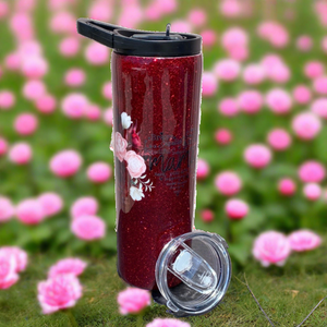 Custom Painted Sweet Mama Roses Stainless Skinny Tumbler W/Dual Lid Set and Straw- 30 Oz