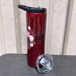 Custom Painted Sweet Mama Roses Stainless Skinny Tumbler W/Dual Lid Set and Straw- 30 Oz