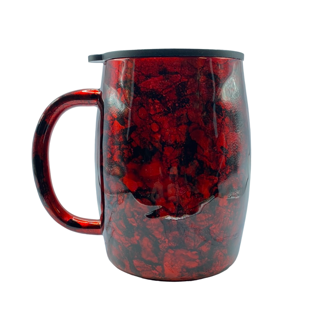 Hand-Painted Stainless Steel Coffee Mug (Alcohol Ink) - 14 Oz