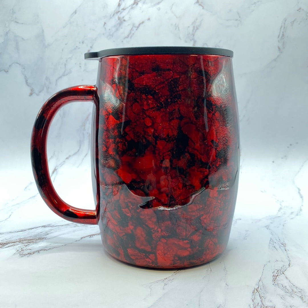 Hand-Painted Stainless Steel Coffee Mug (Alcohol Ink) - 14 Oz