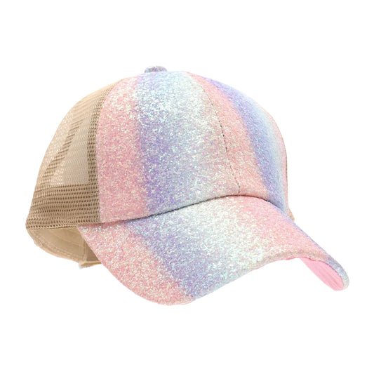 CC BT-931 Mermaid Glitter Criss-Cross Baseball Cap. 100% Polyester