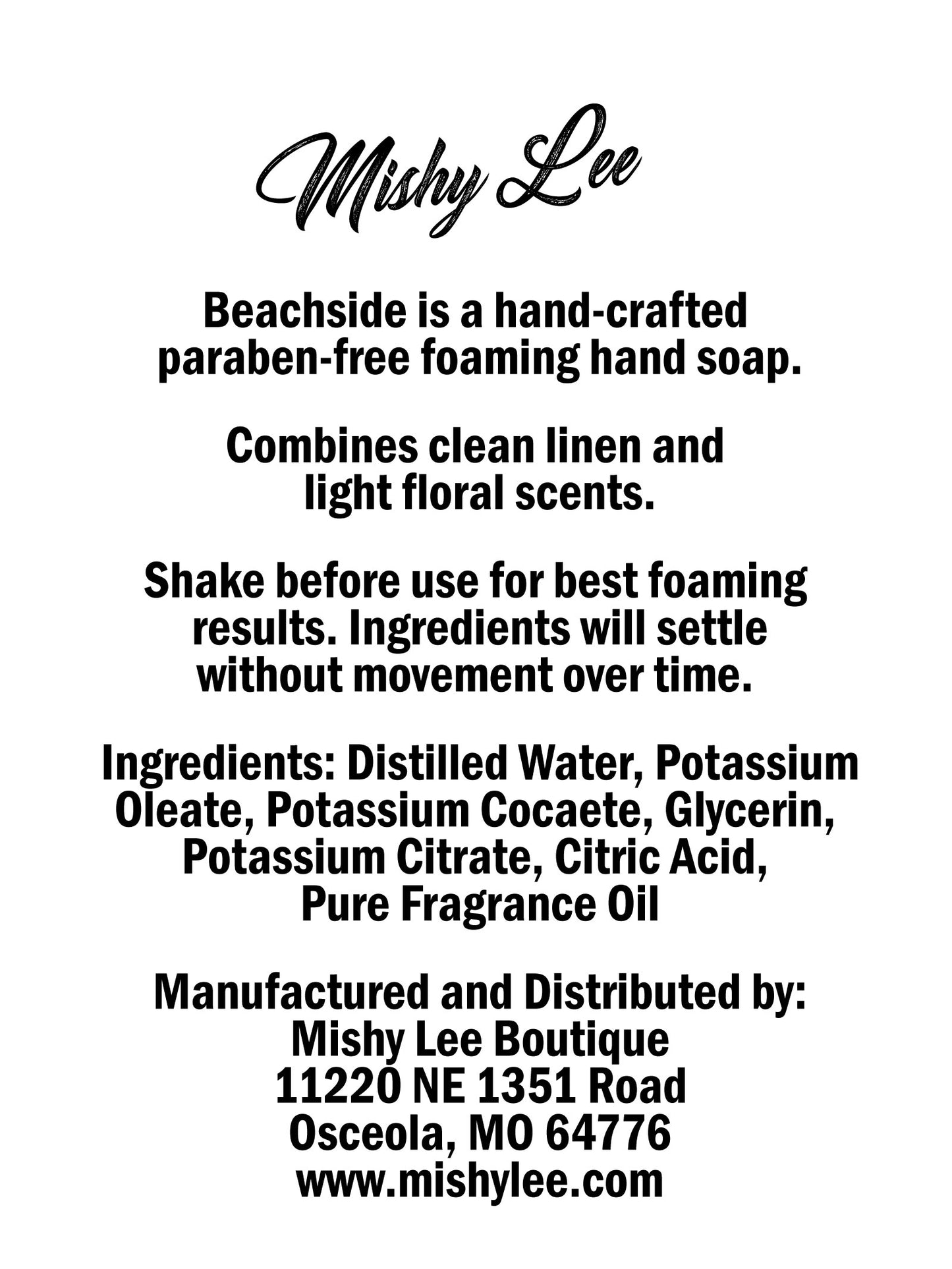 Beachside 8 Oz - Mishy Lee Foaming Hand Soap