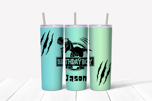 Birthday Boy Custom 4 Skinny Tumbler w/Sliding Lid and Straw- 20 Oz