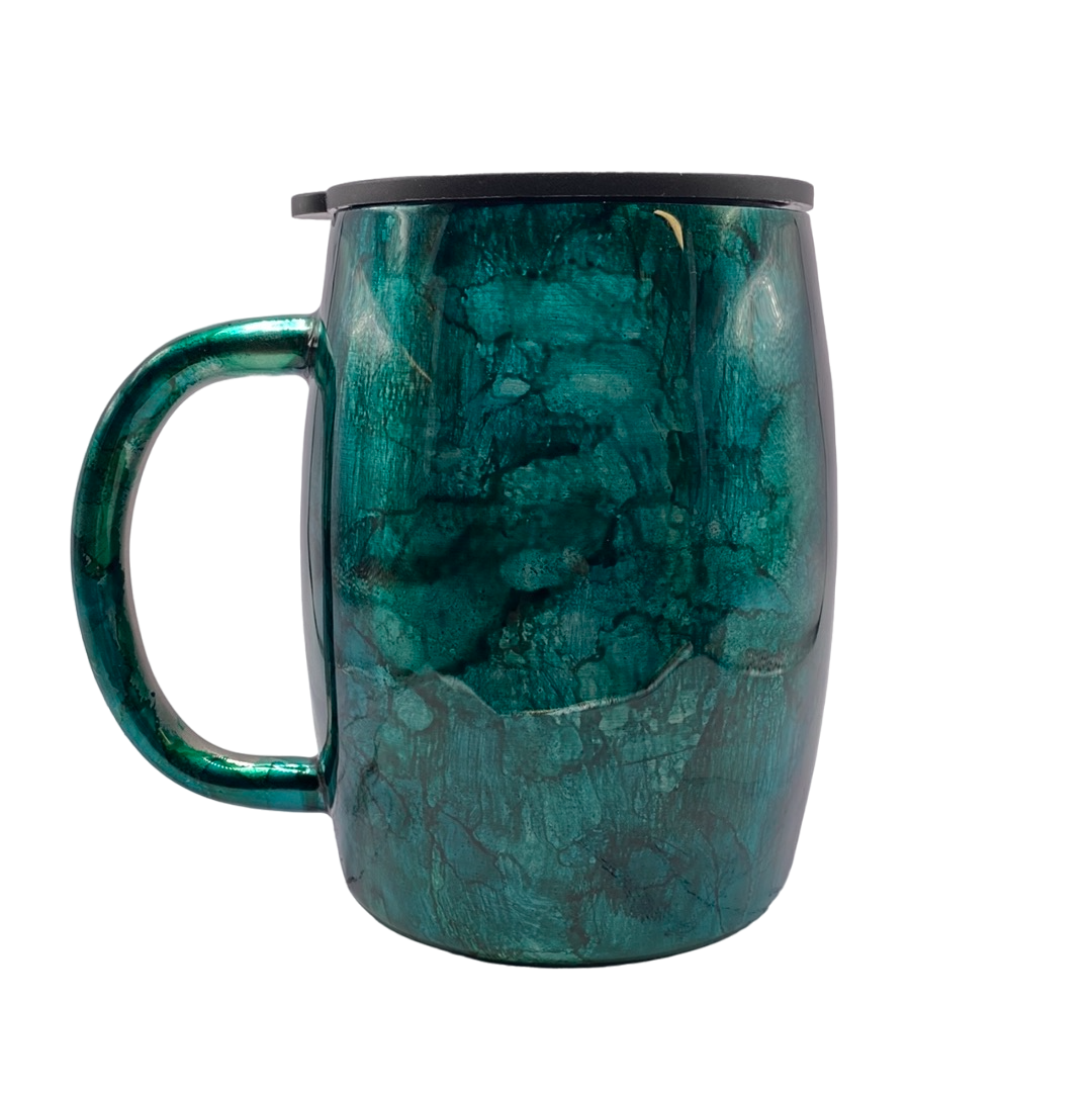 Hand-Painted Stainless Steel Coffee Mug (Alcohol Ink) - 14 Oz