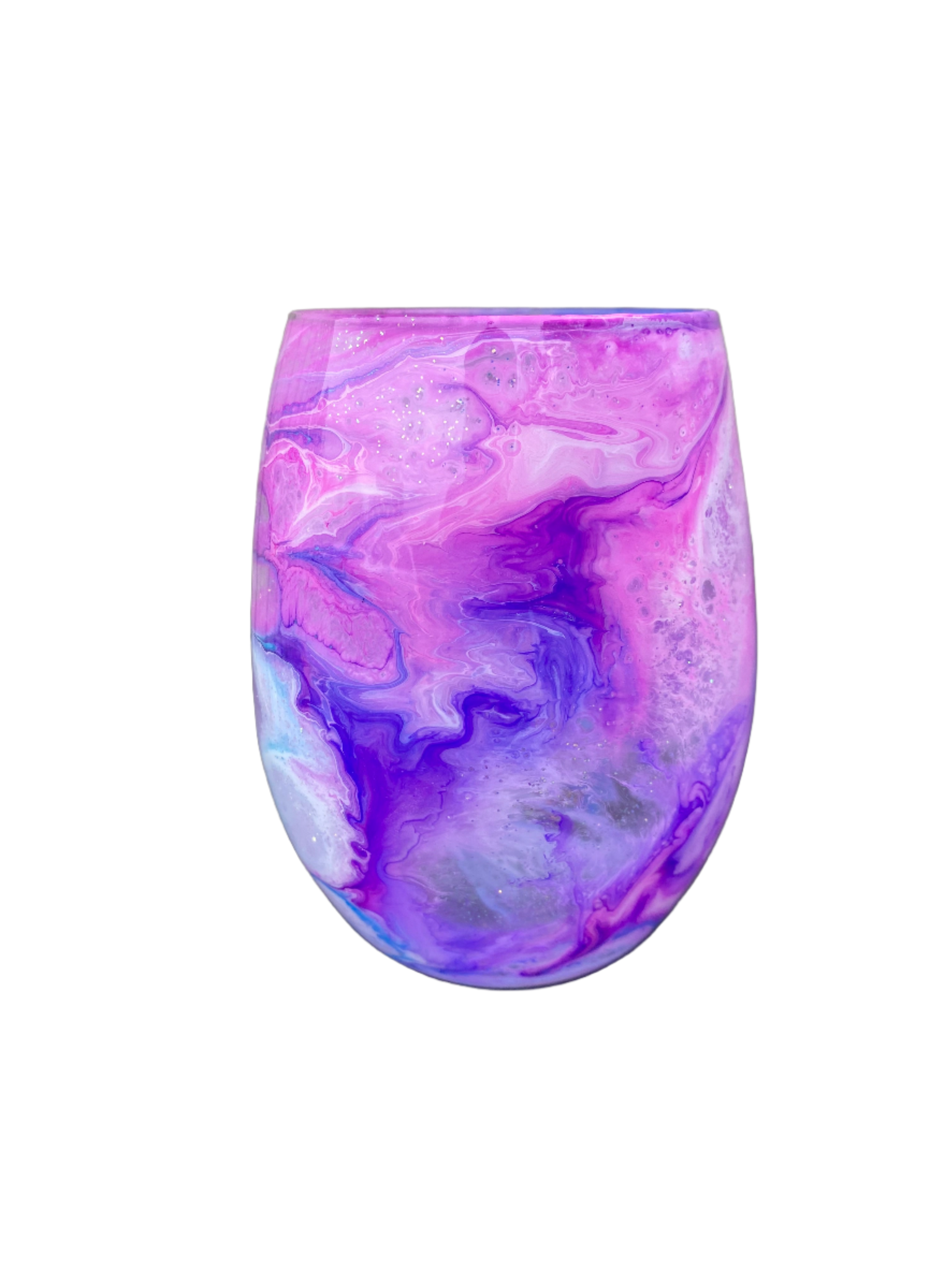 Custom Painted Pink Purple Swirl Wine Glass - 10 Oz